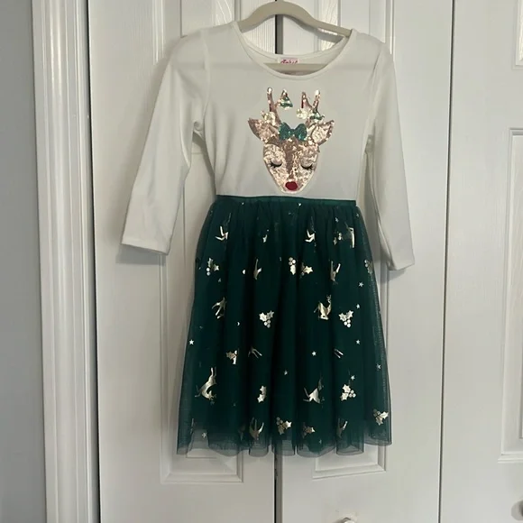 Reindeer holiday dress girls size 7 - Picture 1 of 7